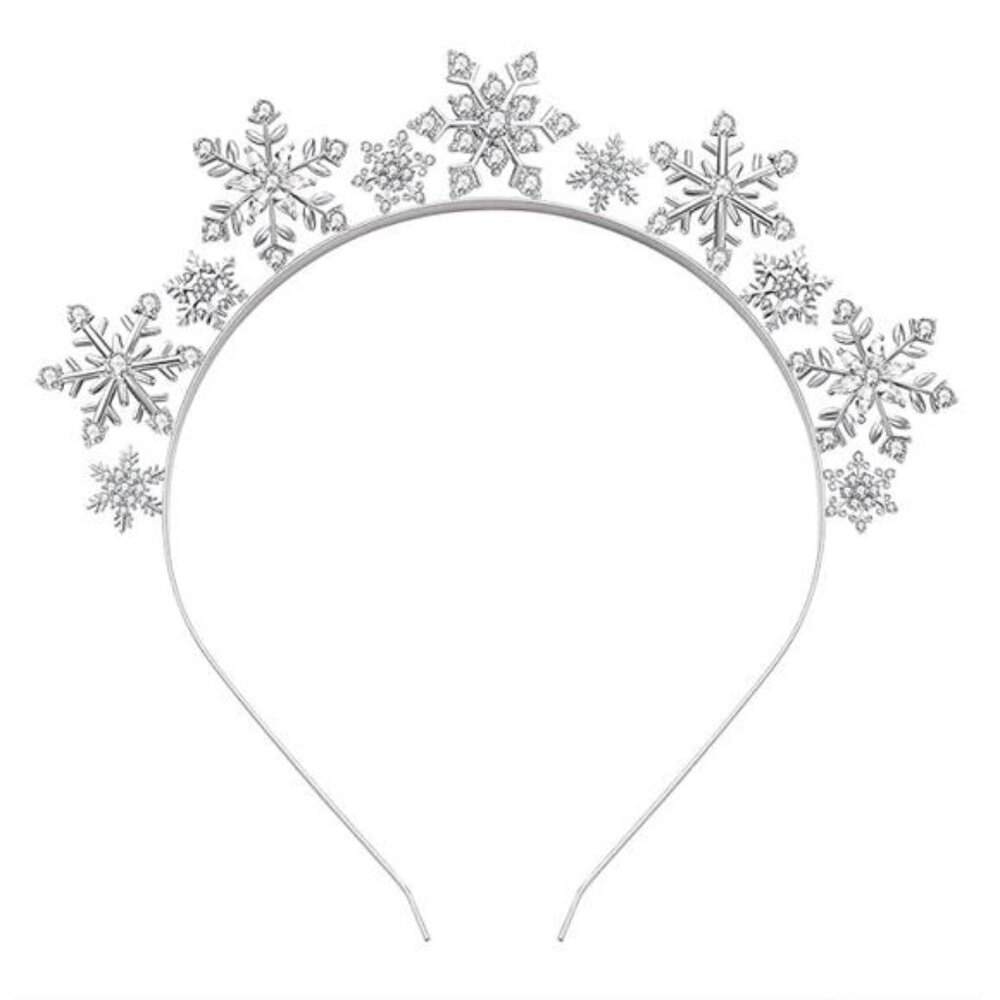 Christmas Snowflake Headbands for Women Rhinestone Winter Party - Picture 8 of 8